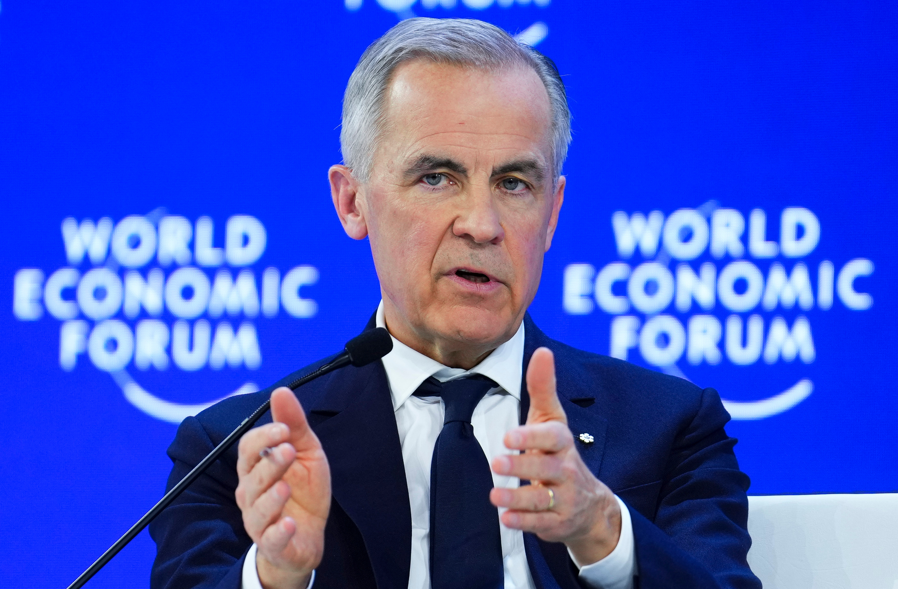 Image © AAP 2026: Canadian Prime Minister Mark Carney at the World Economic Forum on 20 January. (Sean Kilpatrick/The Canadian Press via AP)
